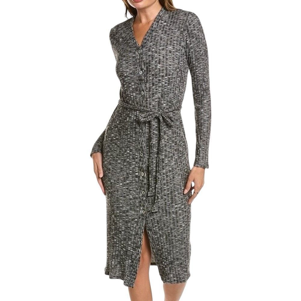 NEW Michael Stars Women’s Isa Ribbed Cardigan Black/White/Grey 2X